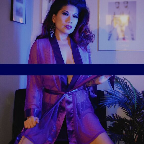 Pruple Sheer Wrap Robe - Picture 2 of 2